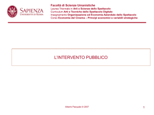 Diapositiva 1 - Dipartimento di Arti e Scienze dello Spettacolo