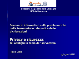Privacy e sicurezza - Agenzia delle Entrate Sardegna