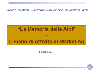 Piano attività di marketing del progetto Memoria delle Alpi