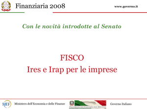 Finanziaria 2008. Fisco: Ires e Irap per le imprese