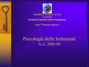 Psicologia delle Istituzioni - Facoltà di Scienze della Formazione
