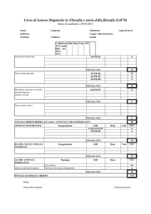 Corso di Laurea Magistrale in Filosofia e storia della filosofia (LM78)