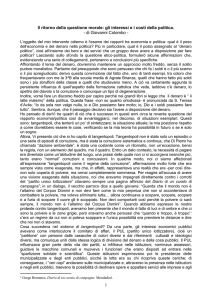 Il ritorno della questione morale: gli interessi ei