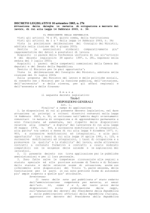 DECRETO LEGISLATIVO 10 settembre 2003, n. 276 Attuazione