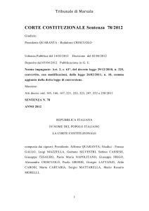 CORTE COSTITUZIONALE Sentenza 78/2012