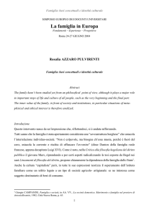 Famiglia: basi concettuali e identità culturale - Ceris-CNR