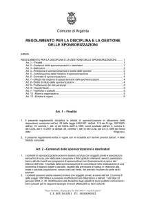 regolamento per la disciplina e la gestione delle sponsorizzazioni