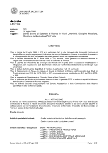 decreto il Rettore numero: 378 data: 07 luglio 2008 oggetto: Bando