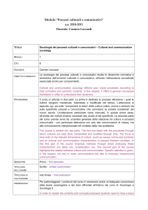 Modulo Processi culturali e comunicativi a.a. 2010