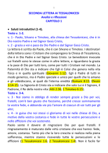 1 SECONDA LETTERA AI TESSALONICESI Analisi e riflessioni