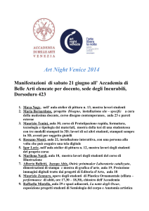 Art Night Venice 2014 Manifestazioni di sabato 21 giugno all