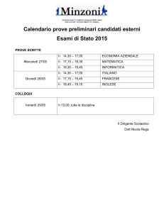 Calendario prove preliminari candidati esterni Esami di Stato 2015