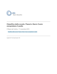 Classifica delle scuole. Pascal e Sacro Cuore conquistano il podio