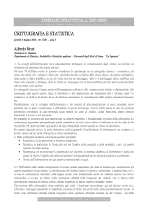 Seminario prof.Rizzi - Dipartimento di Scienze Statistiche "Paolo
