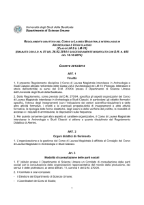 Regolamento didattico del Corso di Laurea Magistrale interclasse in