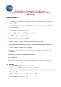 Patologia Clinica Programma III Anno I Semestre