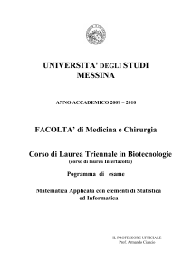C.I. Matematica Appl.. - Facoltà di Medicina e Chirurgia di Messina