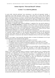 Rispetto al sistema S1 solidale con l`acqua, l`osservatore dentro la