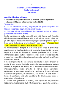 1 SECONDA LETTERA AI TESSALONICESI Analisi e riflessioni