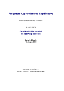 Progettare Apprendimento Significativo significa rispondere alle