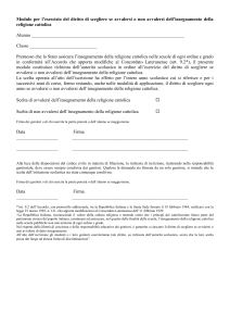 Modulo per l`esercizio del diritto di scegliere se avvalersi o non