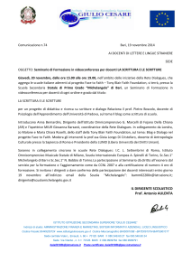 Comunicazione n.74 Bari, 19 novembre 2014 AI DOCENTI DI