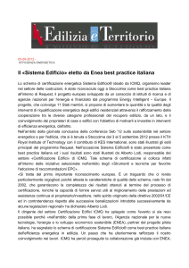 Il «Sistema Edificio» eletto da Enea best practice italiana