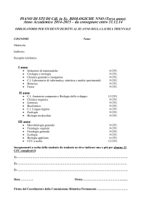 PIANO DI STUDI CdL in Sc. BIOLOGICHE NNO