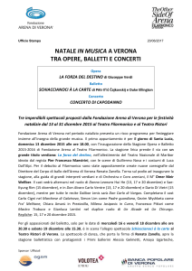 Ufficio Stampa 13/11/2015 NATALE IN MUSICA A VERONA TRA