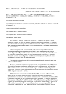 REGOLAMENTO (CE) n. 44/2001 del Consiglio del 22 dicembre