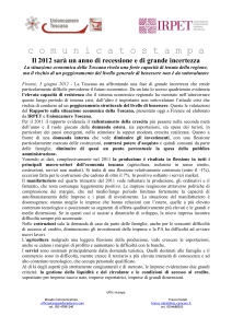 La situazione economica Toscana.Comunicato - Starnet