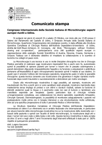 Comunicato stampa Congresso internazionale della Società italiana
