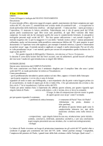 1° Lez 13 Ott 2008 ORDO Corso di Esegesi e teologia del NUOVO