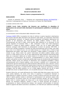 Camera - V - Discussione e rinvio del 25 settembre 2014