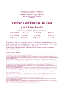Seminario sull`Estetica del Jazz a cura di Luca Bragalini