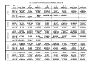 orario definitivo dal 13 ottobre