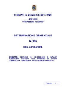 Determinazione n. 995 del 30/06/2009 Registro Pubblicazione n