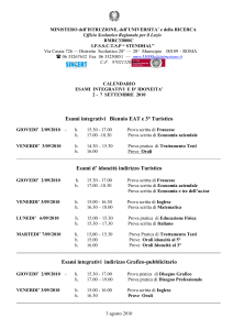 calendario e commissioni esami integrativi di settembre 2007