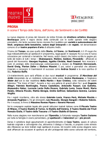 PROSA in scena il Tempo della Storia, dell`Uomo, dei Sentimenti e