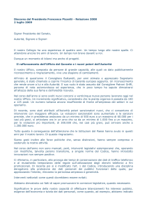 Discorso del Presidente Francesco Pizzetti - Relazione
