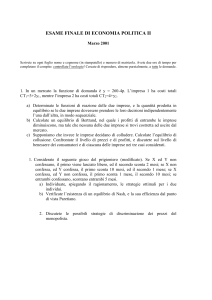 ESAME FINALE DI ECONOMIA POLITICA II