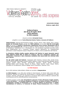 comunicato stampa Volterra, luglio 2015 VolterraTeatro dal 20 al 26