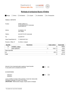 Dipartimento di Scienze della Vita Richiesta di emissione Buono d