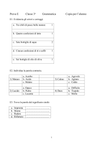 Prova E Classe 3a Grammatica Copia per l`alunno E1. Evidenzia gli