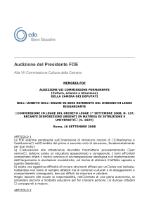 CdO Opere Educative - Foe - Audizione del Presidente FOE