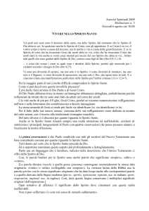 1 Esercizi Spirituali 2009 Meditazione n. 5 Giovedì 6 agosto ore 10.0