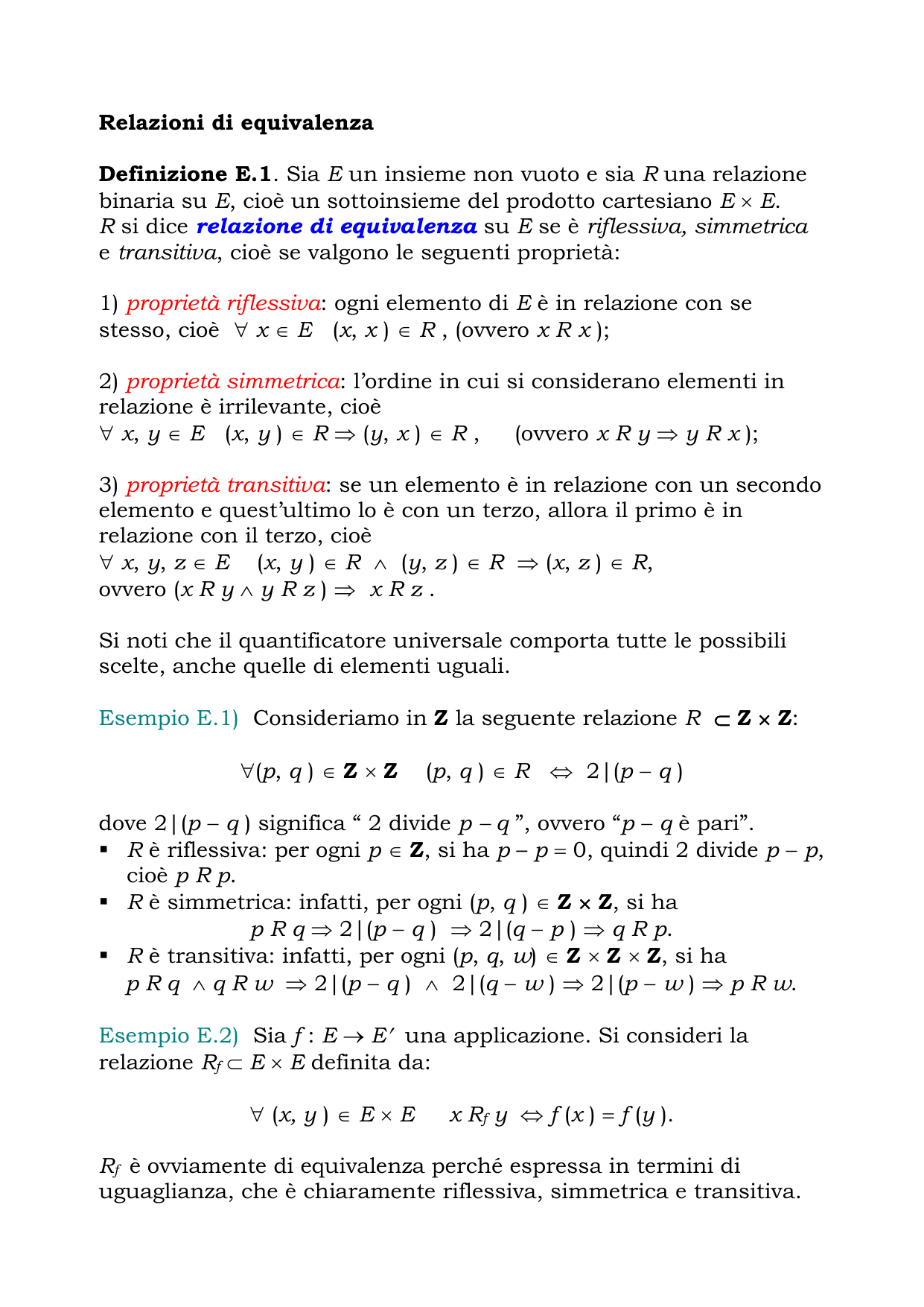 Relazioni Di Equivalenza