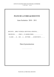 piano di lavoro - "Antonietta De Pace"