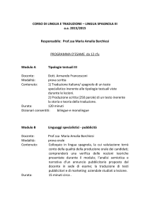 Programma d`esame Lingua e traduzione Spagnola III
