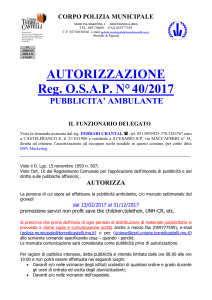 Reg. OSAP N° 40/2017 - Unione Terre di Castelli